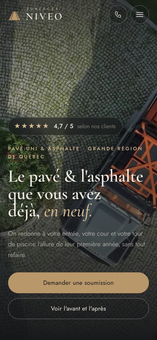 Surfaces Niveo sur cellulaire